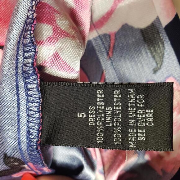 By & By Juniors Sz 5 Navy/Pink Floral Halter Formal Dress (1789) - Picture 8 of 8